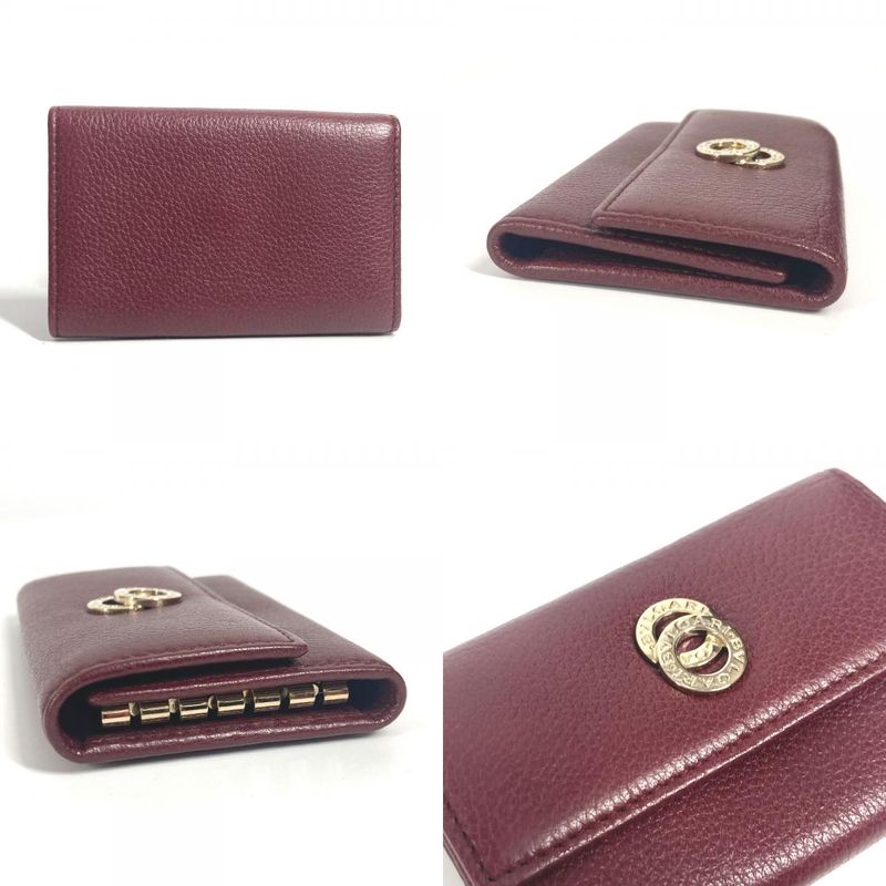 Bvlgari Key Case Logo Leather Red
