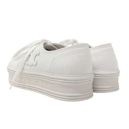 Celine Jane Sneakers Shoes Canvas Leather White Triomphe