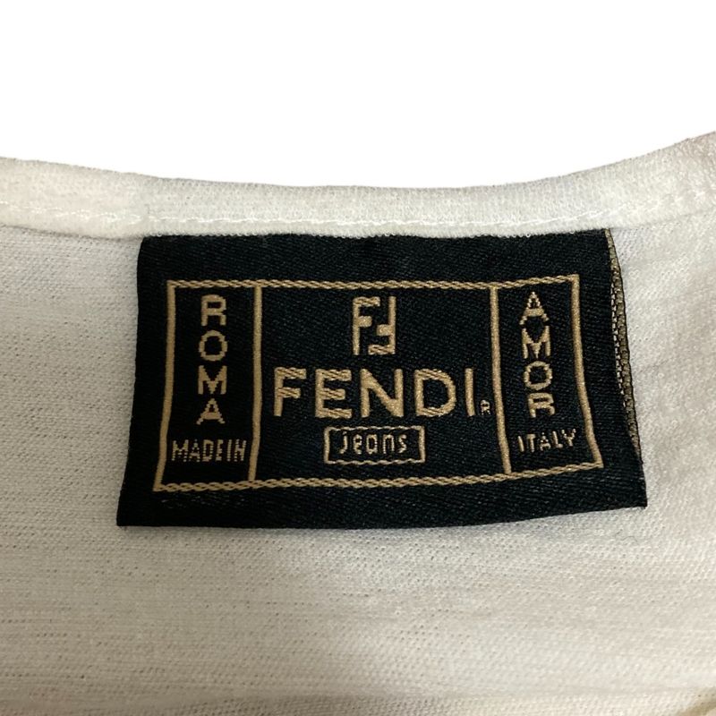 Fendi Jeans Fendi Logo Print Crew Neck Sleeveless Cut and Sewn T-Shirt I42