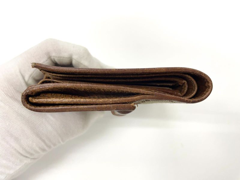 Gucci GG Canvas Leather Compact Wallet Bifold Wallet Bamboo 112521 Beige Made