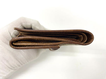 Gucci GG Canvas Leather Compact Wallet Bifold Wallet Bamboo 112521 Beige Made