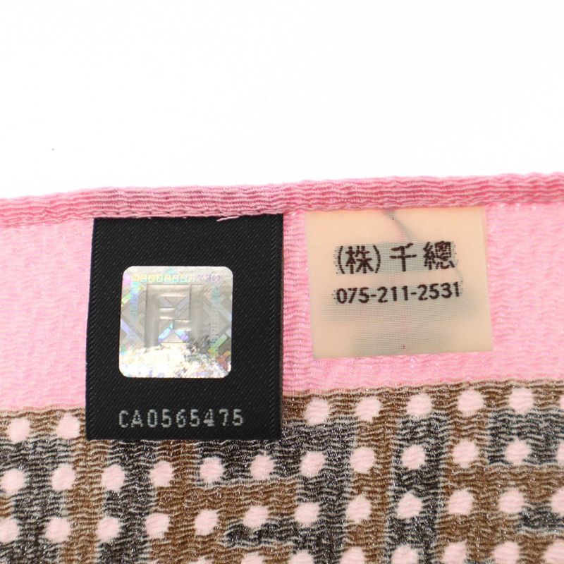 Fendi×chiso Cherry Blossoms Fuji and Tower Crepe Shawl Brown×pink