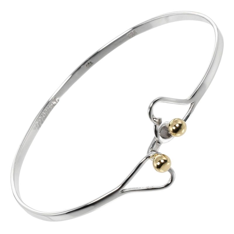 Tiffany & Co Hook & Eye Double Heart Silver 925 X 18K Yellow Gold Ladies 4.78g