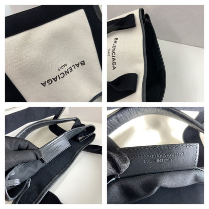 Balenciaga Navy Cabas S Canvas Handbag Tote Bag 339933 1081 a 00213 White