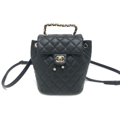 Chanel Backpack Sac Coco Mark As4058 Caviar Skin Black