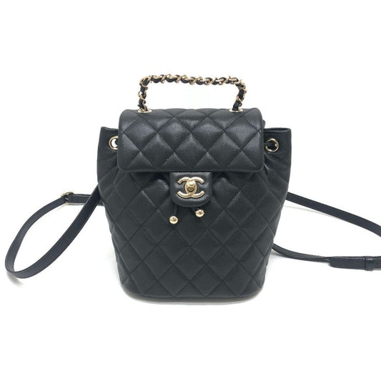 Chanel Backpack Sac Coco Mark As4058 Caviar Skin Black