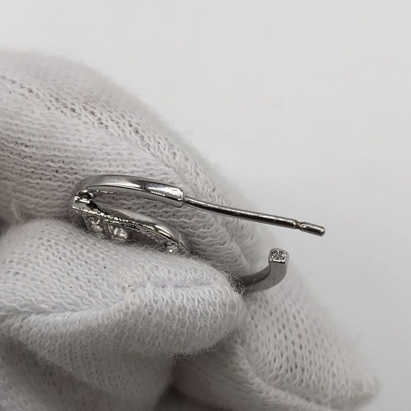 Dior Christian Dior Rhinestone Hoop Earrings Silver Ladies Men Fashion Vintage