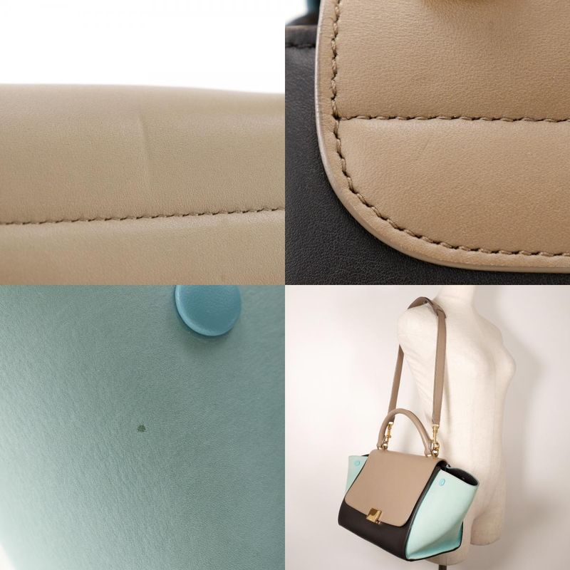 Celine Trapeze 2-way Shoulder Calf Brown/black Women's Handbag