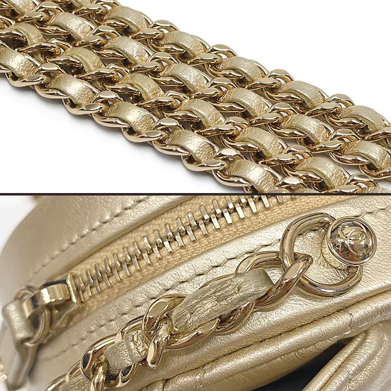 Chanel Matelasse Chain Shoulder Bag Heart Gold Lambskin