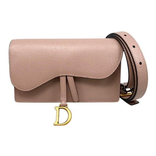 Christian Dior Waist Bag Saddle Belt Pouch S5619cwvg-50pu Logo Pink Beige Gold