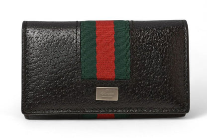 Gucci Outlet Key Case Key Holder Gucci 6-stacks Pigskin Sherry Line Black 033