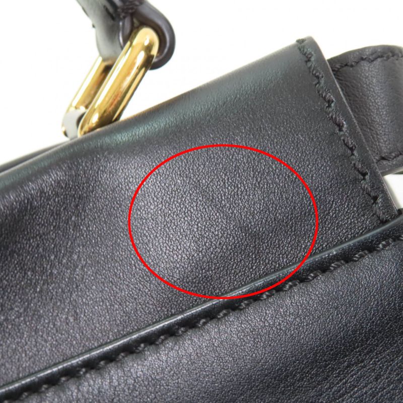 Fendi 8bn290 Peekaboo Regular Nappaleather 2WAY Shoulder Handbag Black Gold