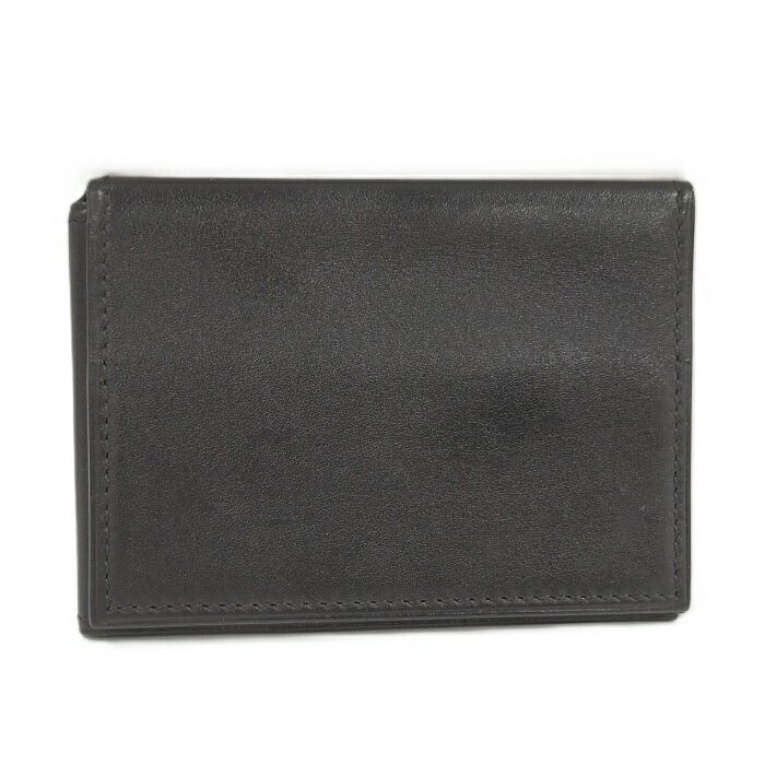 Hermes Clunesey Trifold Card Case Box Calf Black Stamped B