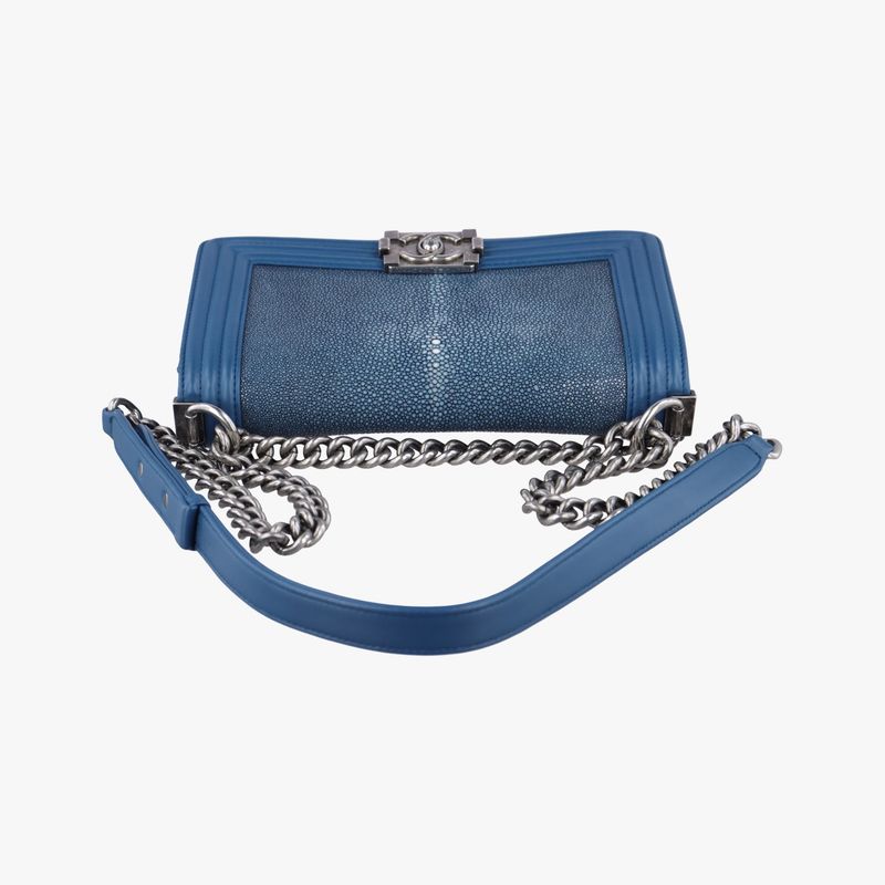 Chanel Boy Chanel Blue Pearl Fishskin And Leather A6713816706579