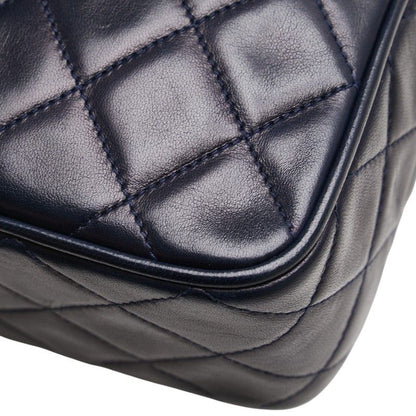 Chanel Matelasse Coco Mark Fringe Chain Shoulder Bag Navy Lambskin Women Chanel