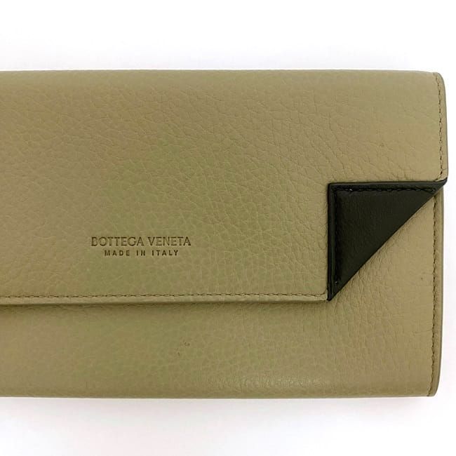 Bottega Veneta Long Fold Wallet Ec21351 Beige Khaki