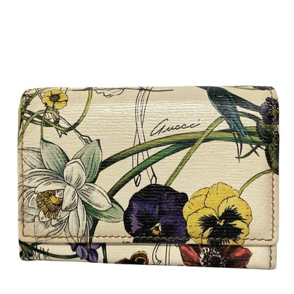 Gucci Business Card Holder Flora 248080 Ivory X Green X Multi Floral Pattern /