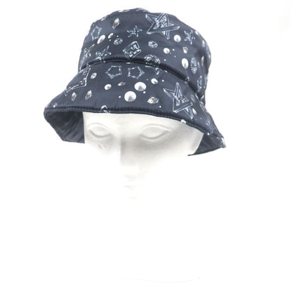  Fendi Fxq966 FF Logo Zucca Star Reversible Hat Bucket Hat Navy Storage With