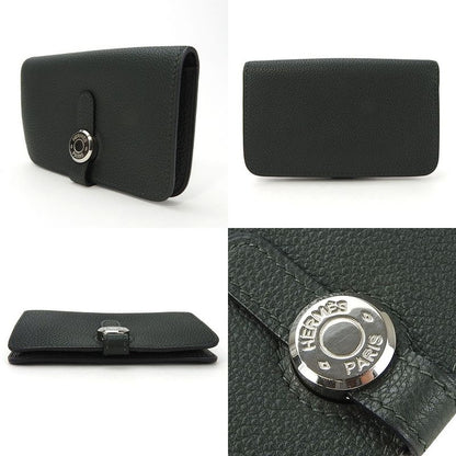 Hermes Dogon Coin Case □G Engraved Togo Moss Green Silver Hardware Compact