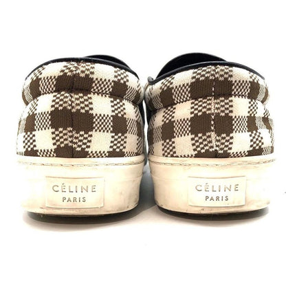 Celine Gingham Check Slip-on 40 Approx 26cm (10.24in) Brown White Checked Shoes