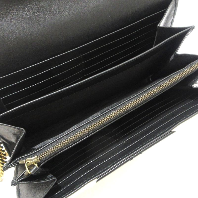 Gucci Wallet GG Marmont 474575 White And Black Chain Wallet Leather