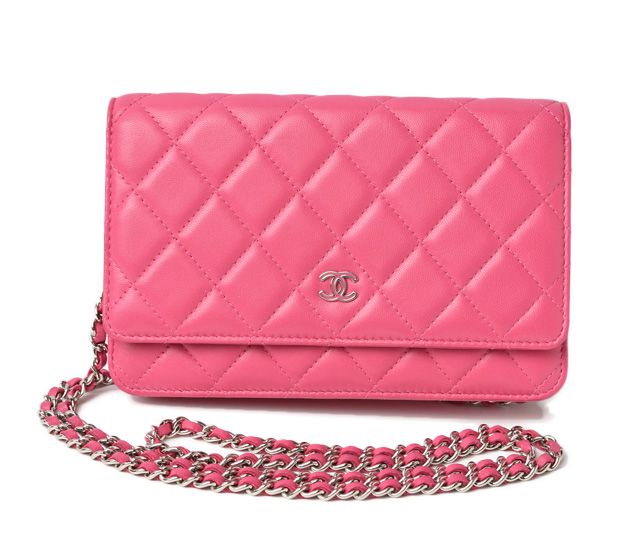 Chanel Chain Wallet Shoulder Bag Long Wallet Clutch Chanel Lambskin Pink Silver