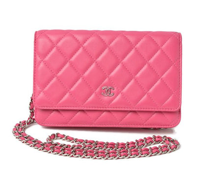 Chanel Chain Wallet Shoulder Bag Long Wallet Clutch Chanel Lambskin Pink Silver