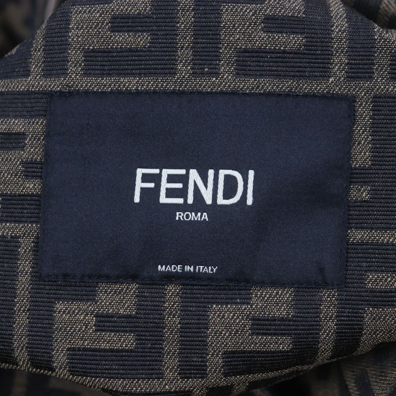  Fendi 2023 Ff0741 FF Logo Zucca Pattern Leather Use Reversible Trench Coat