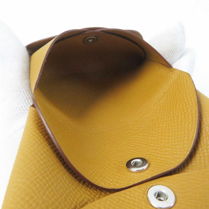 Hermes Calvi Duo Sesame Silver Hardware Vaux Epson Coin Case With Box Marked B