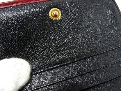 Gucci 573811 GG Marmont Leather Bifold Wallet Women's Black And Red