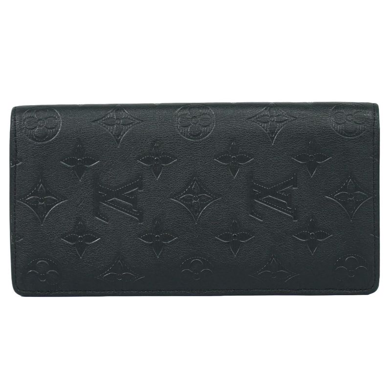 Authentic Louis Vuitton LV Portefeuille Brazza Monogram Shadow Noir Black
