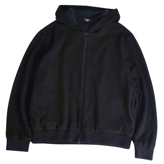 Fendi Sweatshirt Hoodie Zip Up Zucca Pattern FF
