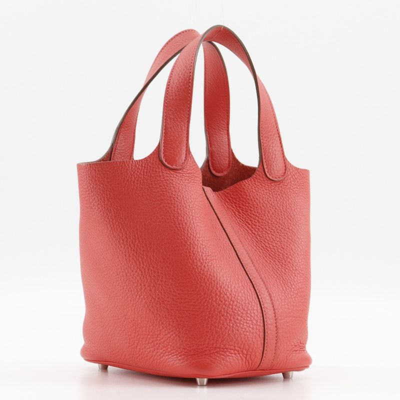 Hermes Picotin Lock 18 PM Taurillon Clemence Rouge Pivoine Pink/silver Hardware