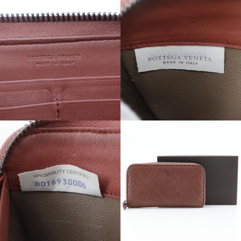 Bottega Veneta Bottega Veneta Round Zipper Intrecciato Lambskin Reddish Brown