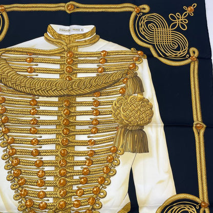 Hermes Carre 90 Brandebourgs Brandenburg Decor Scarf Silk Black With Box