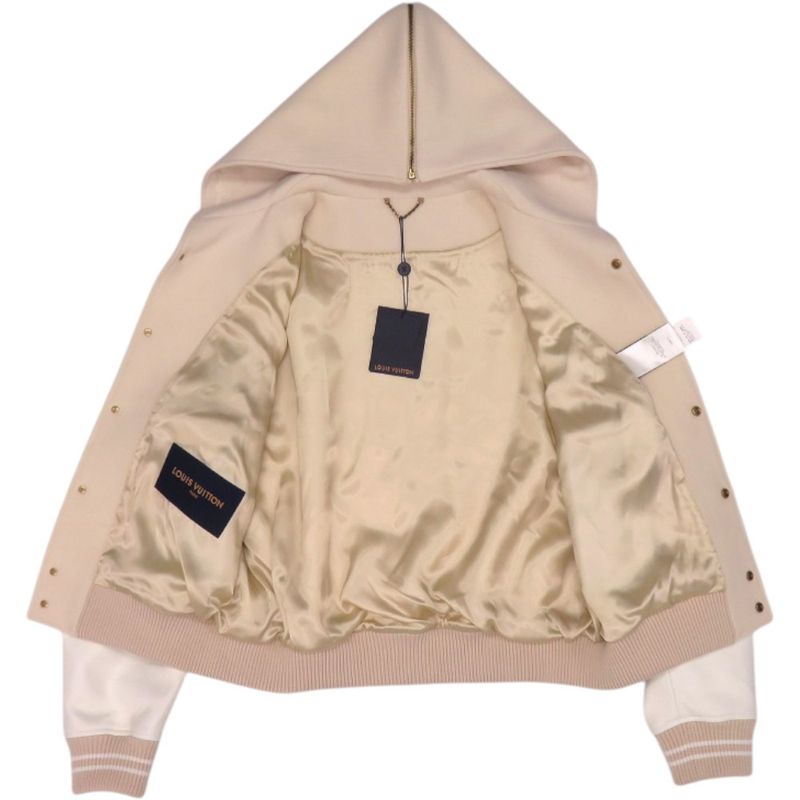 Louis Vuitton Sailor Varsity 1afqm3 Calf Wool Glass Beige LV White Blouson 1185