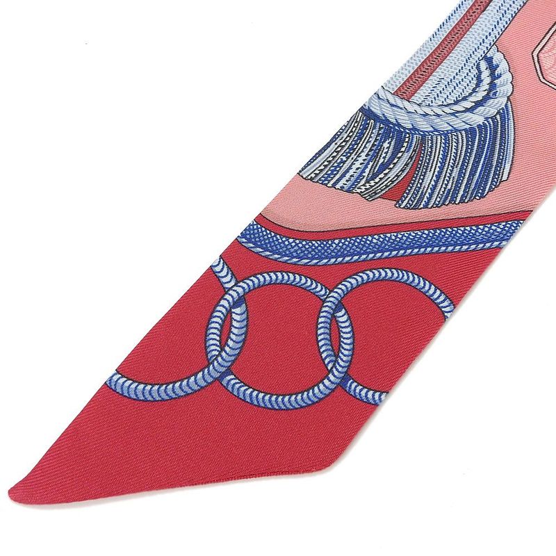 Hermes Twille Scarf 100% Silk Pink Red Blue Multicolor Small Accessories Ladies