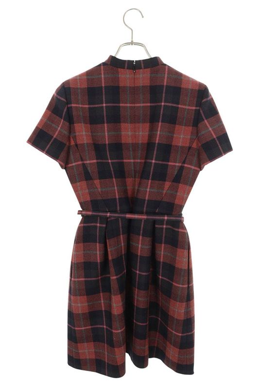 Christian Dior 511r54a1640 Belted Checkered Dress Women 36