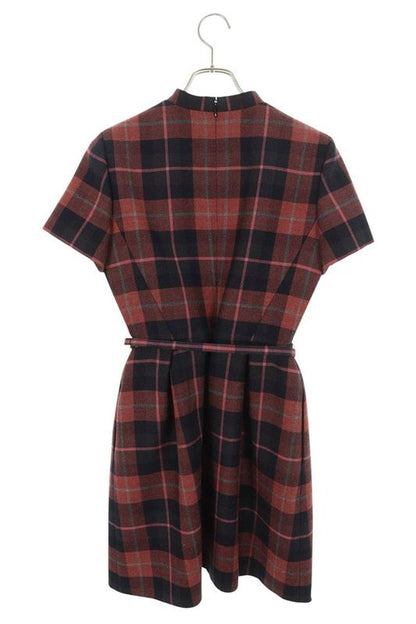 Christian Dior 511r54a1640 Belted Checkered Dress Women 36