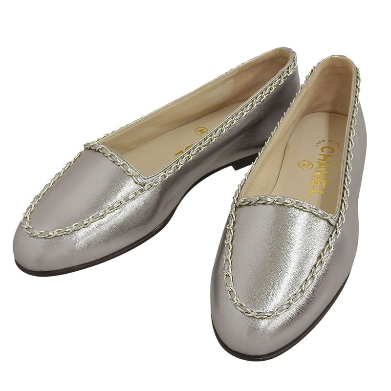 With Box Chanel Current Logo Chain-trimmed Flat Shoes Loafers 36 23cm (9.06in)