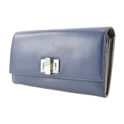 Fendi Peekaboo 8m0377 Calf Navy Women's Long Wallet
