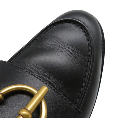 Hermes Moccasins Impact Calf Leather 36.5 Shoes Black