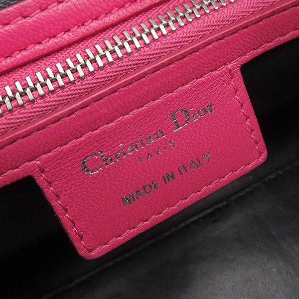 Christian Dior 2way Bag Lady Dior Medium Bag Tweed Pinkish Silver Hardware