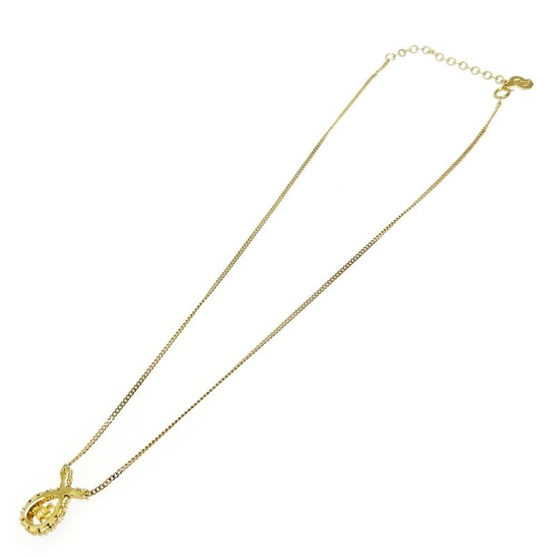 Christian Dior GP Rhinestone CD Logo Necklace Women's Gold 407855 Necklace