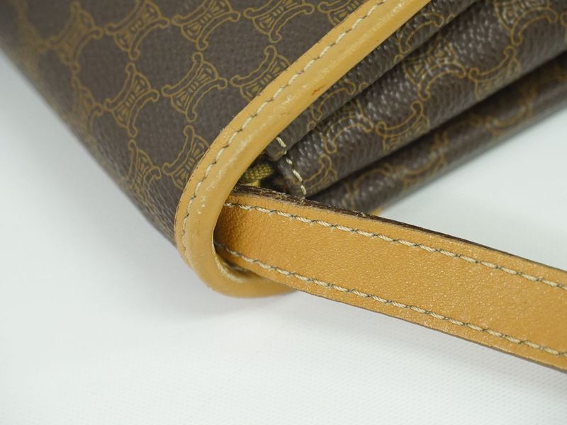 Authentic Celine Macadam Shoulder Bag Pochette PVC Brown Macadam Bag Pre-owned