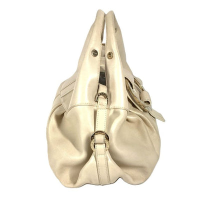 Bvlgari Bulgari Handbag Chandra Logo Leather Beige