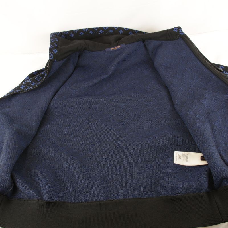 Louis Vuitton Zip-through Hoodie Blouson Polyester/nylon/cotton Men's Blue