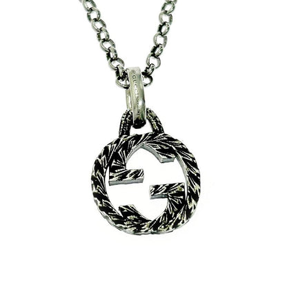 Gucci Silver Interlocking G Arabesque Necklace 7.2g 925 Engraved 357901 Necklace