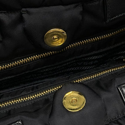 Prada Tote Bag New Tessuto Bomber 1bg005 Black Leather