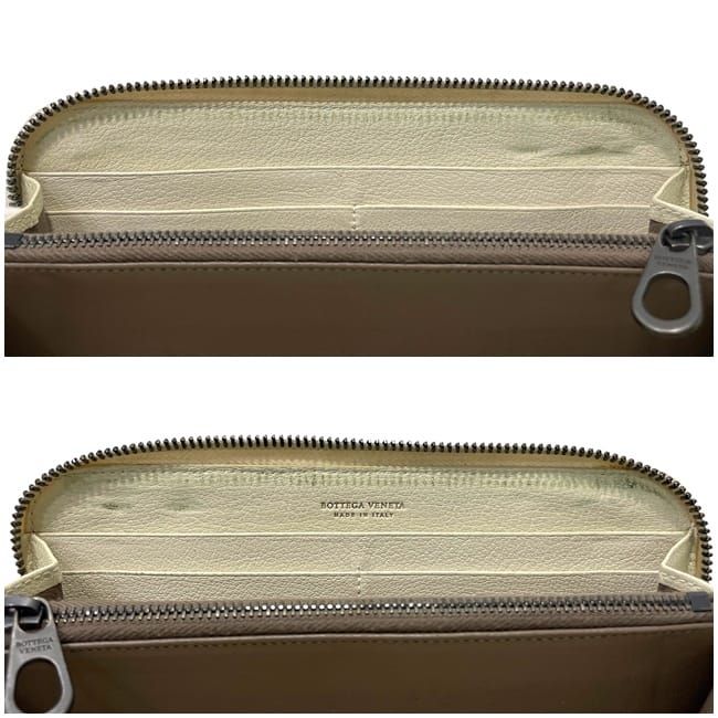 Bottega Veneta Round Zipper Long Wallet Cream Intrecciato Wallet
